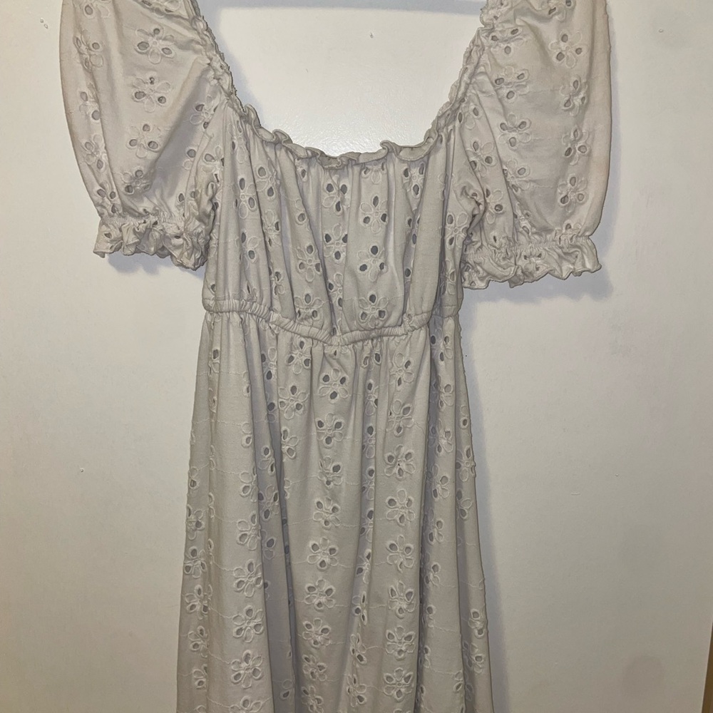 Elegant White Eyelet Dress